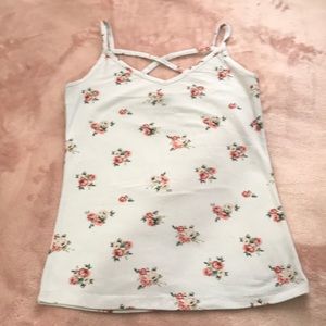 Floral white tank top